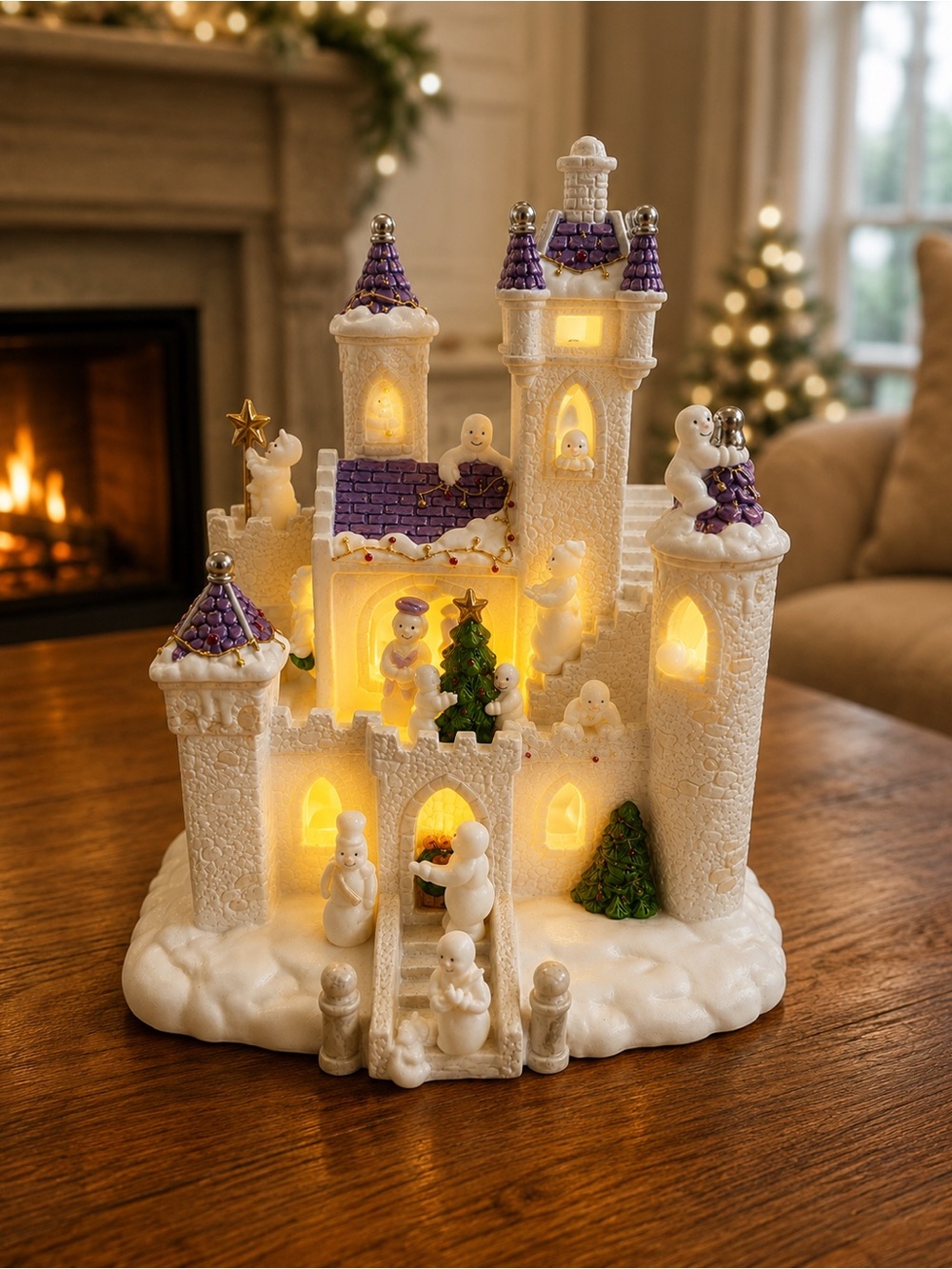 Lenox Snowman Castle Lighted Christmas Village | Retired Porcelain Holiday House